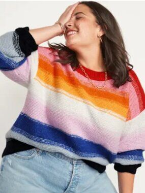 Old Navy Rainbow Stripe Pullover Sweater – Size 4X – Very Good Condition 🌈